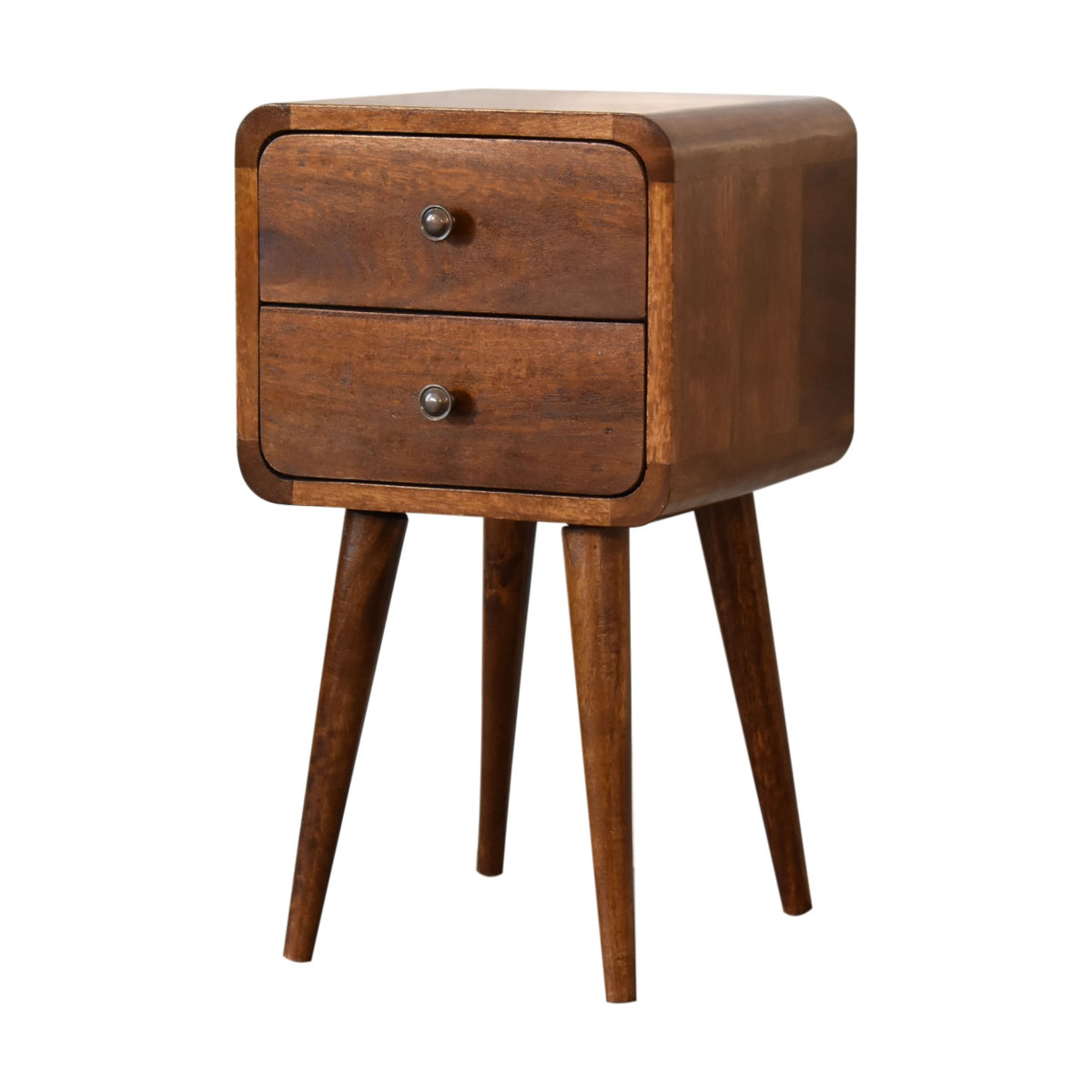 Table de chevet mini 2 tiroirs en manguier massif – Châtaigne – vue 3