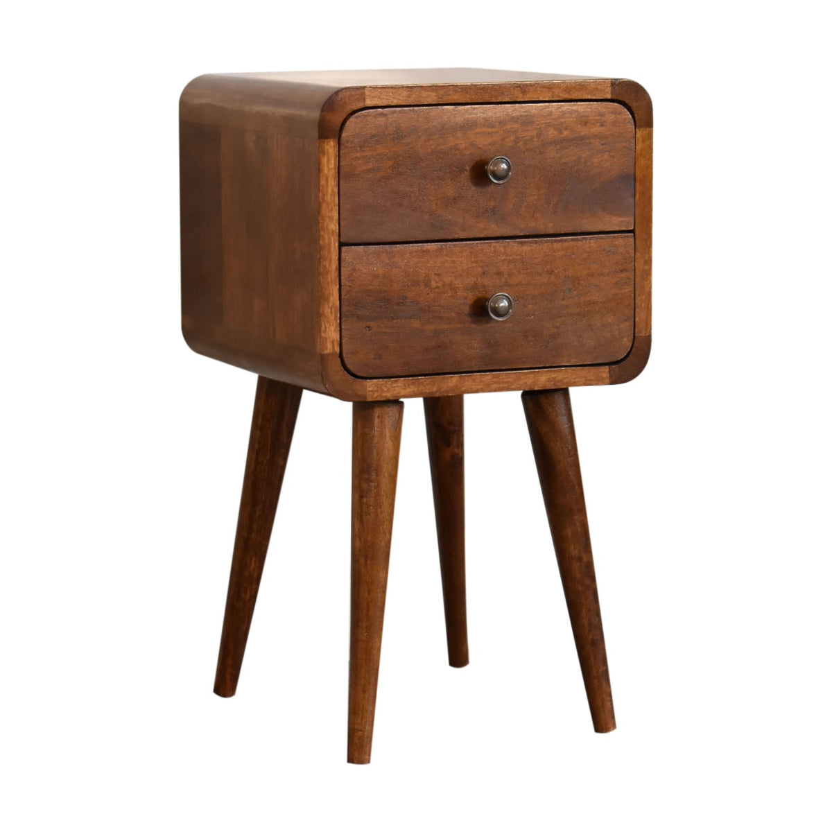 Table de chevet mini 2 tiroirs en manguier massif – Châtaigne – vue 4