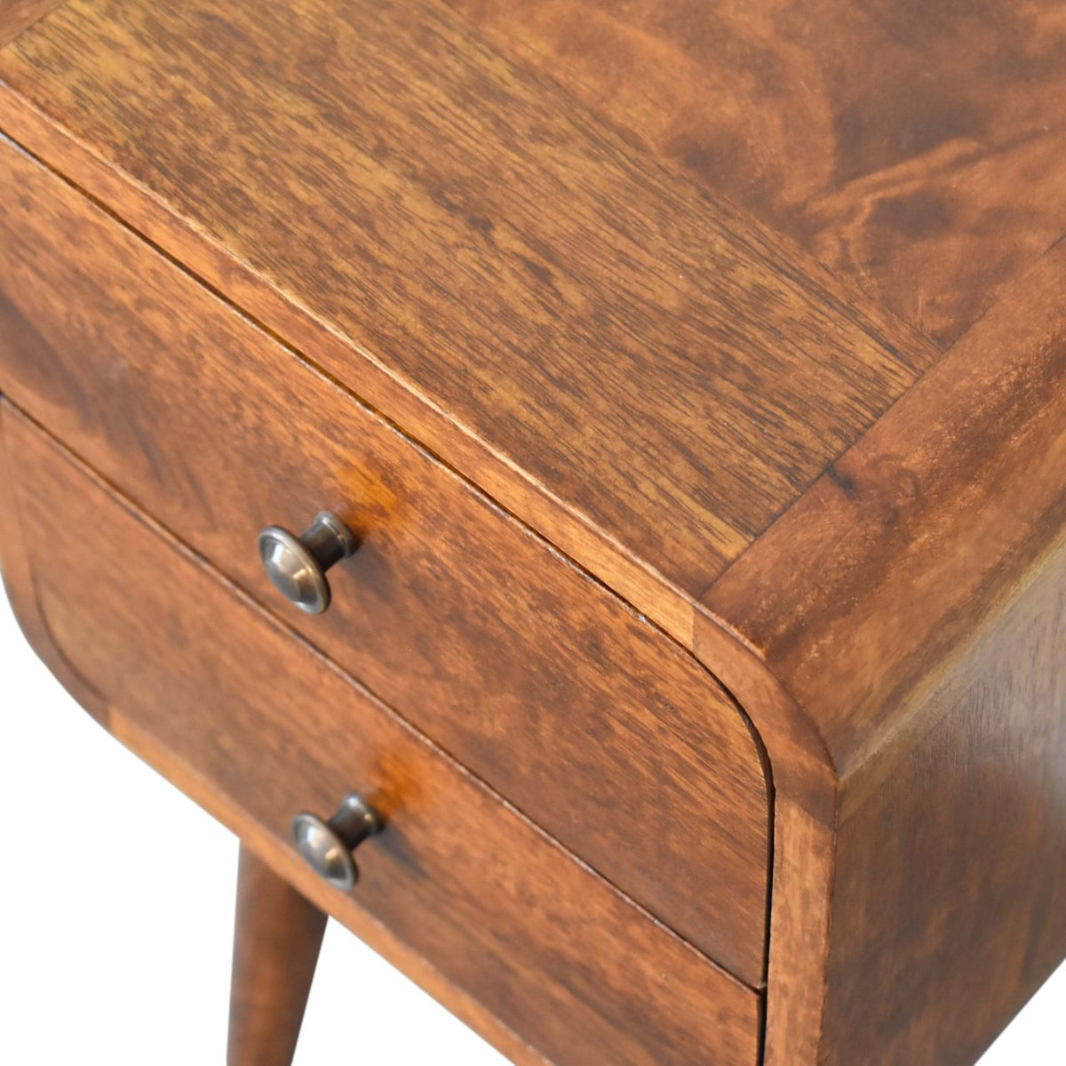 Table de chevet mini 2 tiroirs en manguier massif – Châtaigne – vue 6
