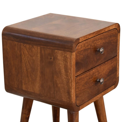 Table de chevet mini 2 tiroirs en manguier massif – Châtaigne – vue 7