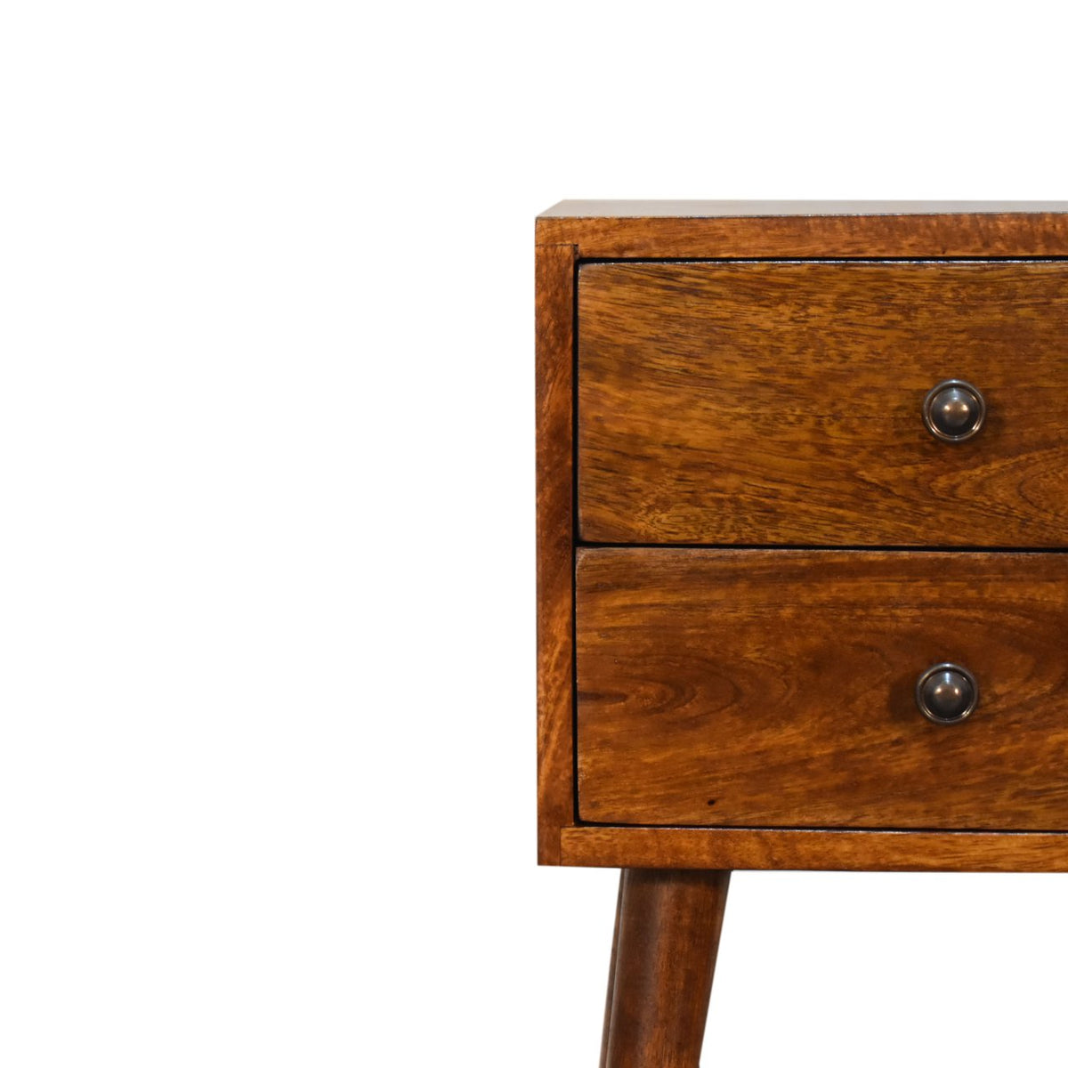 Table de chevet mini à 2 tiroirs en manguier massif – Châtaigne – vue 4