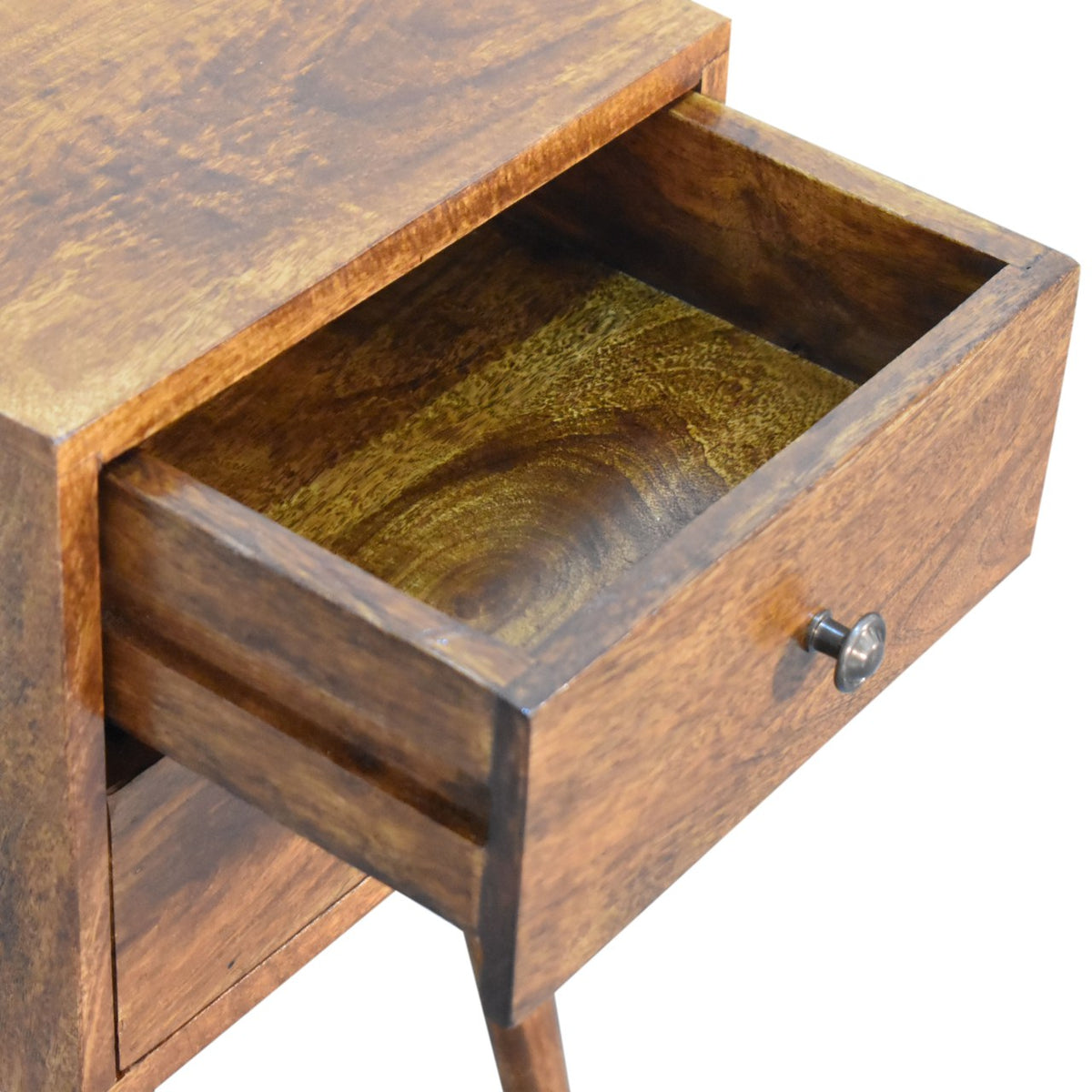 Table de chevet mini à 2 tiroirs en manguier massif – Châtaigne – vue 6