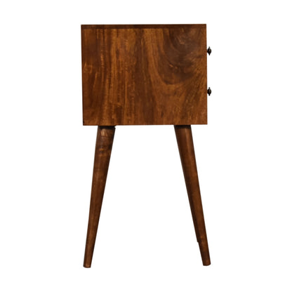 Table de chevet mini à 2 tiroirs en manguier massif – Châtaigne – vue 7