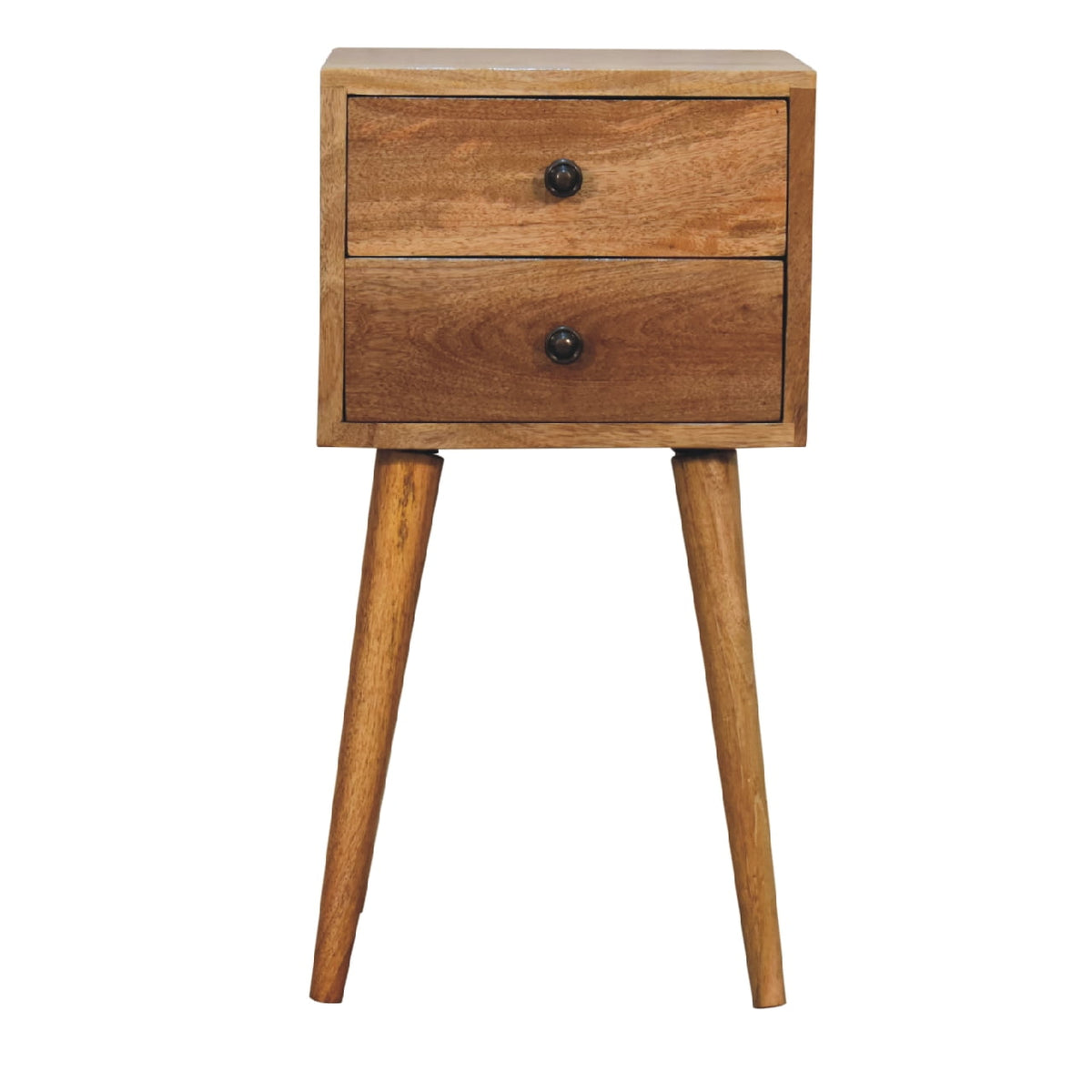 Table de chevet mini à 2 tiroirs en manguier massif – Naturel – vue 2