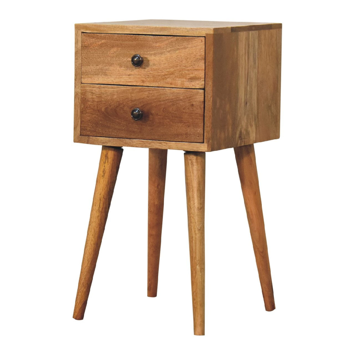 Table de chevet mini à 2 tiroirs en manguier massif – Naturel – vue 3