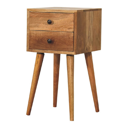 Table de chevet mini à 2 tiroirs en manguier massif – Naturel – vue 3