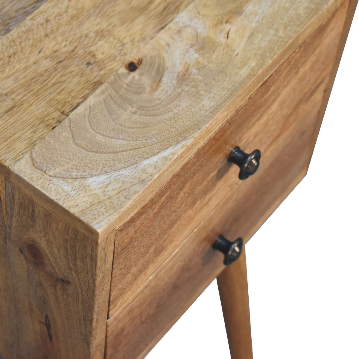Table de chevet mini à 2 tiroirs en manguier massif – Naturel – vue 6