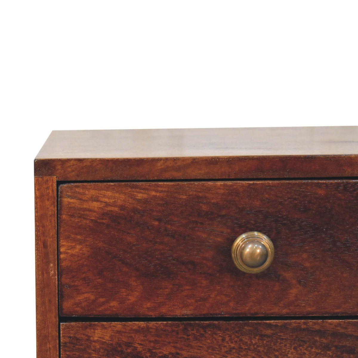 Table de chevet mini à 2 tiroirs en manguier massif – Noisette – vue 5