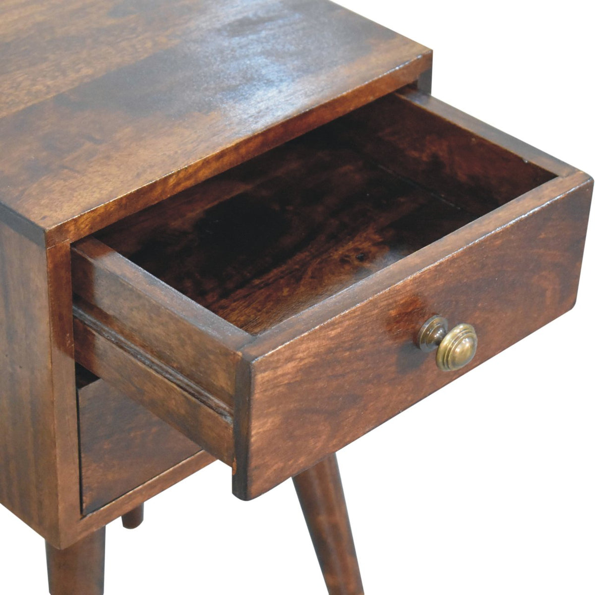 Table de chevet mini à 2 tiroirs en manguier massif – Noisette – vue 7
