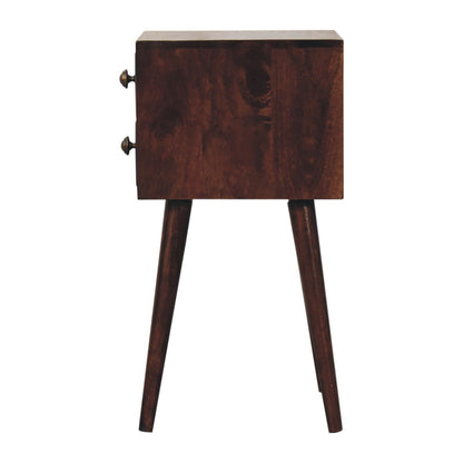 Table de chevet mini à 2 tiroirs en manguier massif – Noisette – vue 9