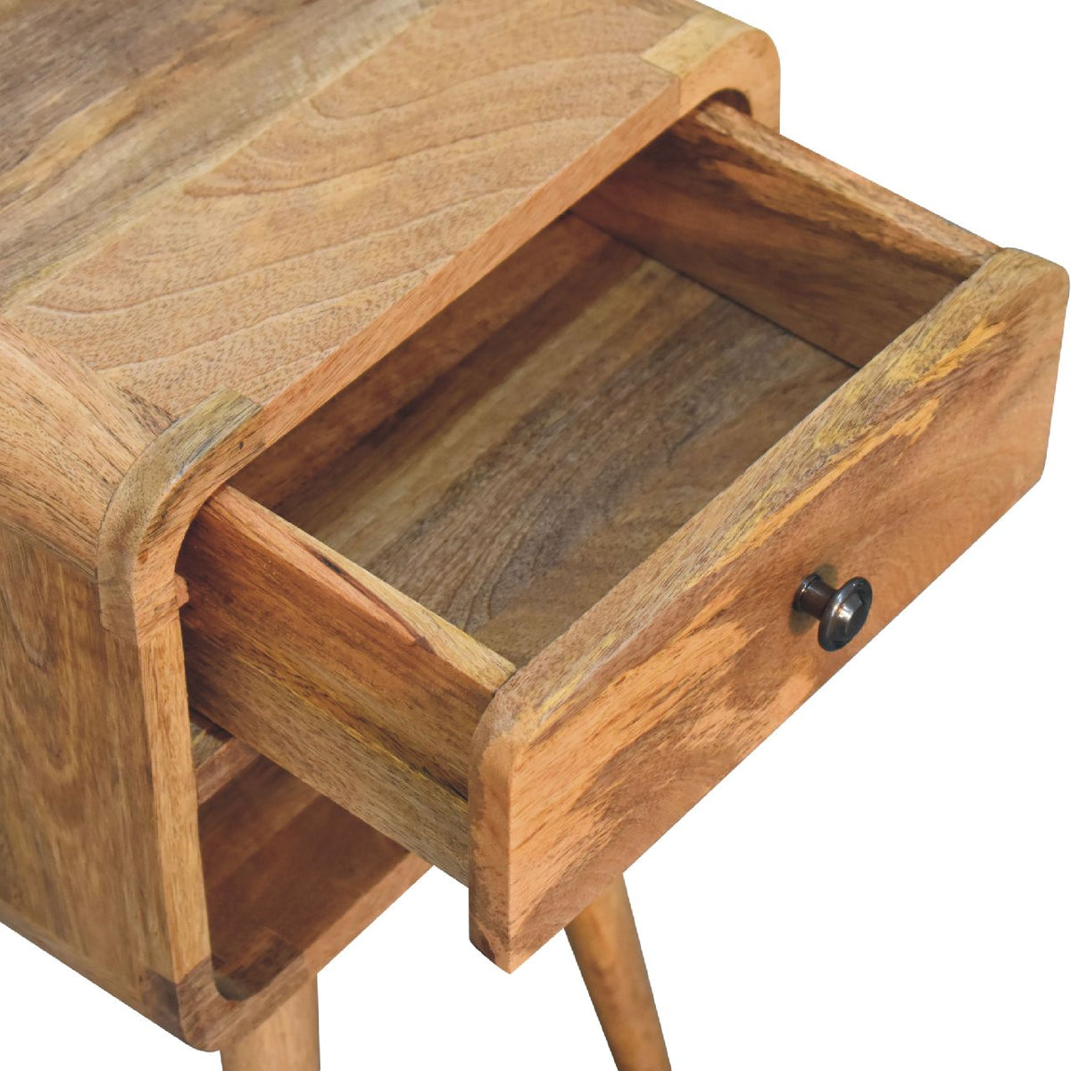 Table de chevet mini à niche basse en manguier massif – Naturel – vue 6