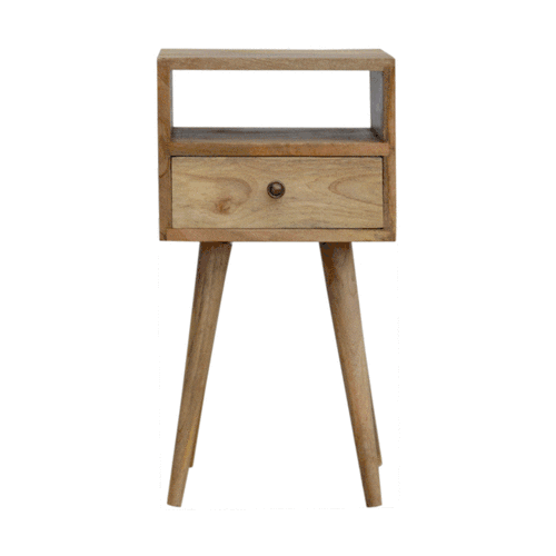 Table de chevet mini à tiroir en manguier massif – Naturel – vue 10