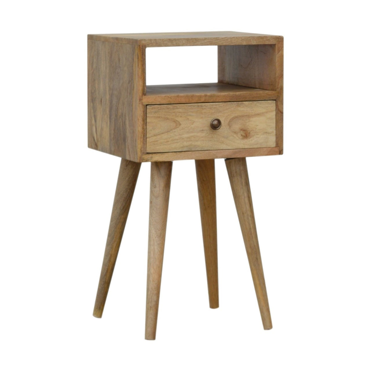 Table de chevet mini à tiroir en manguier massif – Naturel – vue 3
