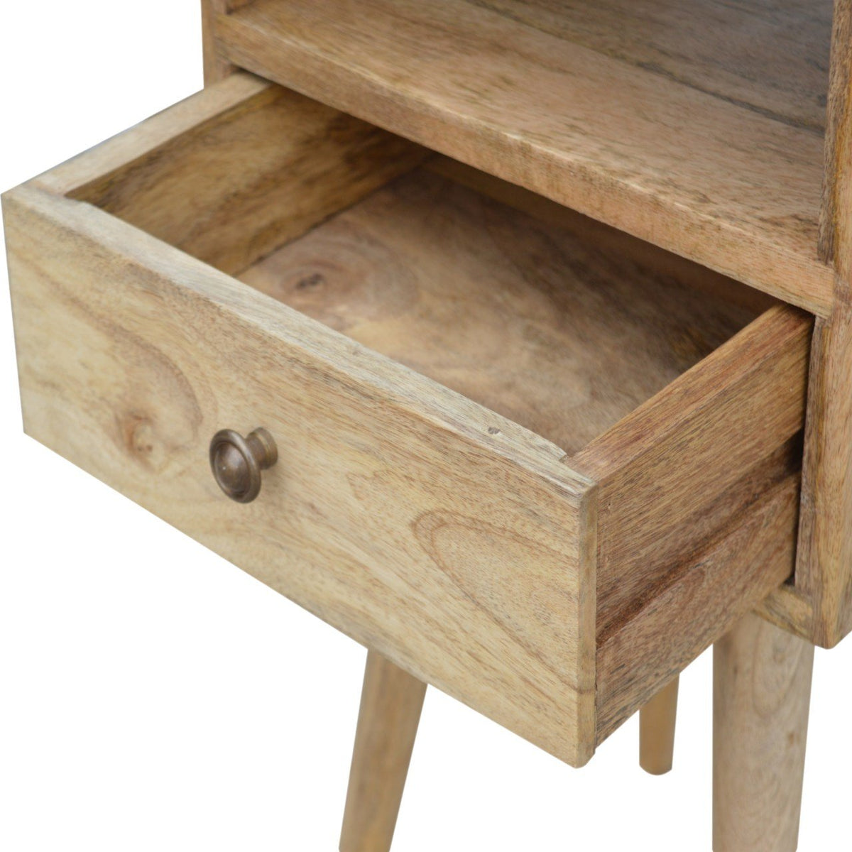 Table de chevet mini à tiroir en manguier massif – Naturel – vue 5