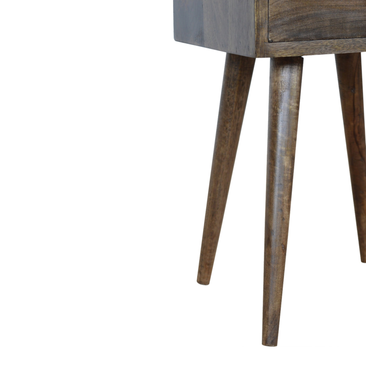 Table de chevet mini à tiroir et étagère en manguier massif – Gris – vue 6