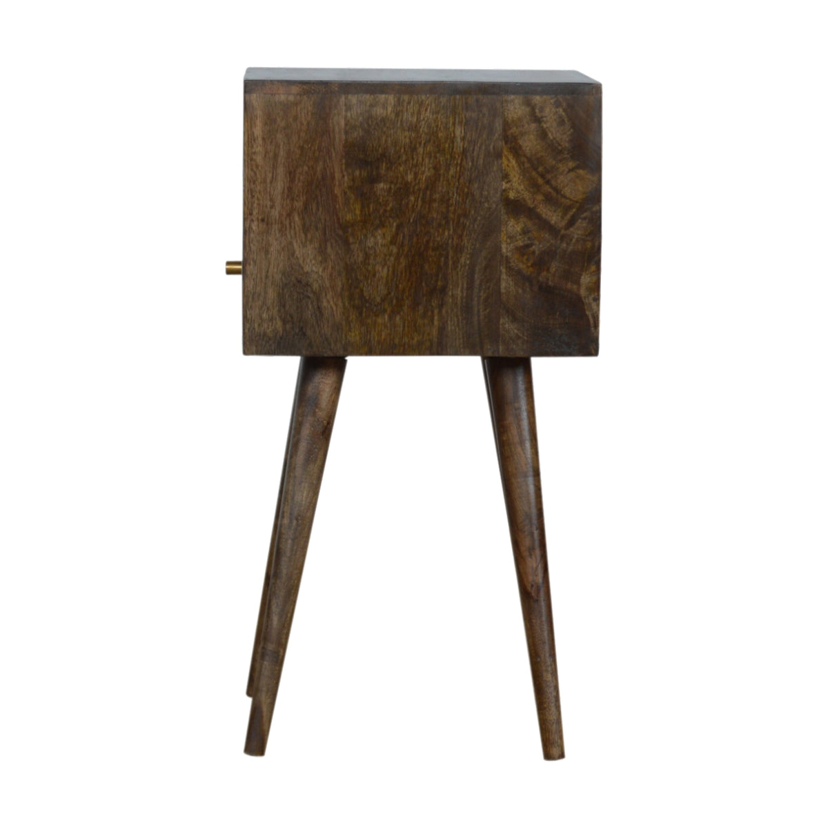 Table de chevet mini à tiroir et étagère en manguier massif – Gris – vue 7