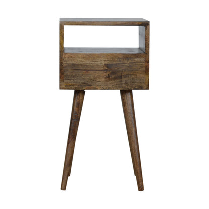 Table de chevet mini à tiroir et étagère en manguier massif – Gris – vue 8