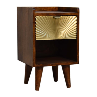 Table de chevet mini à tiroir laiton soleil levant – Châtaigne – vue 3