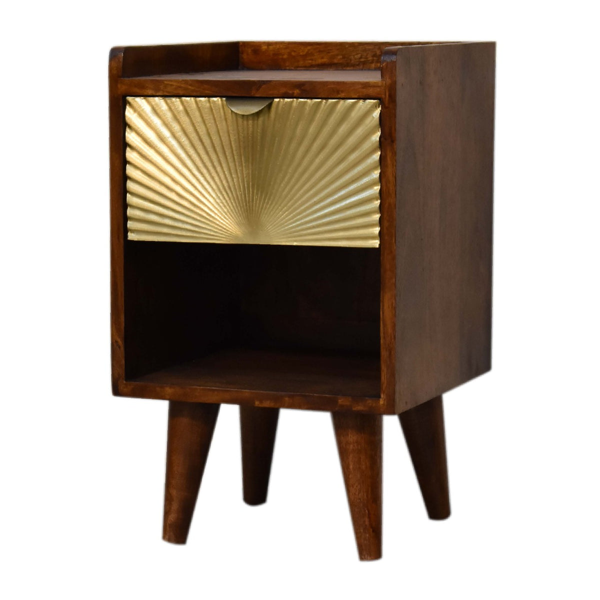 Table de chevet mini à tiroir laiton soleil levant – Châtaigne – vue 4