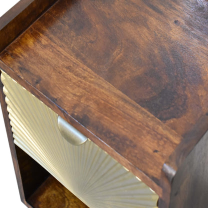 Table de chevet mini à tiroir laiton soleil levant – Châtaigne – vue 6
