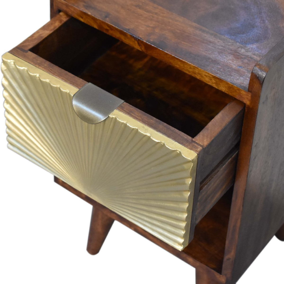 Table de chevet mini à tiroir laiton soleil levant – Châtaigne – vue 7