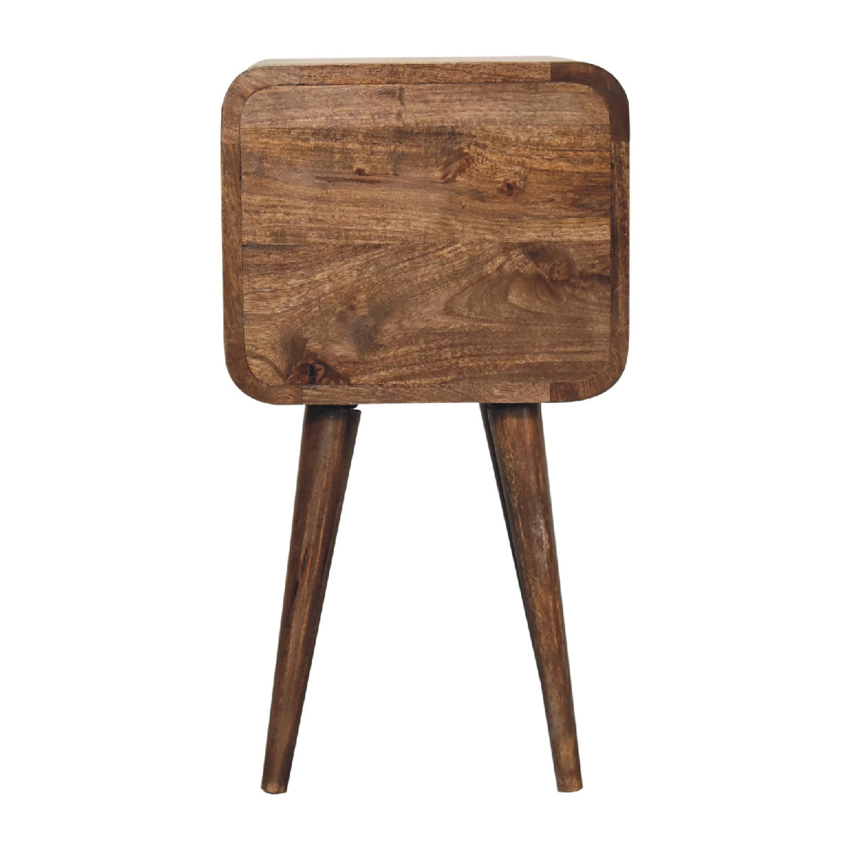 Table de chevet mini arrondie à 2 tiroirs en manguier massif – Gris – vue 10