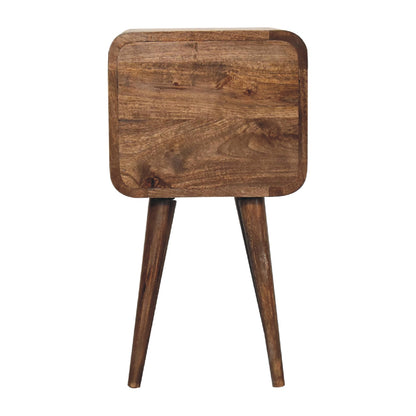 Table de chevet mini arrondie à 2 tiroirs en manguier massif – Gris – vue 10