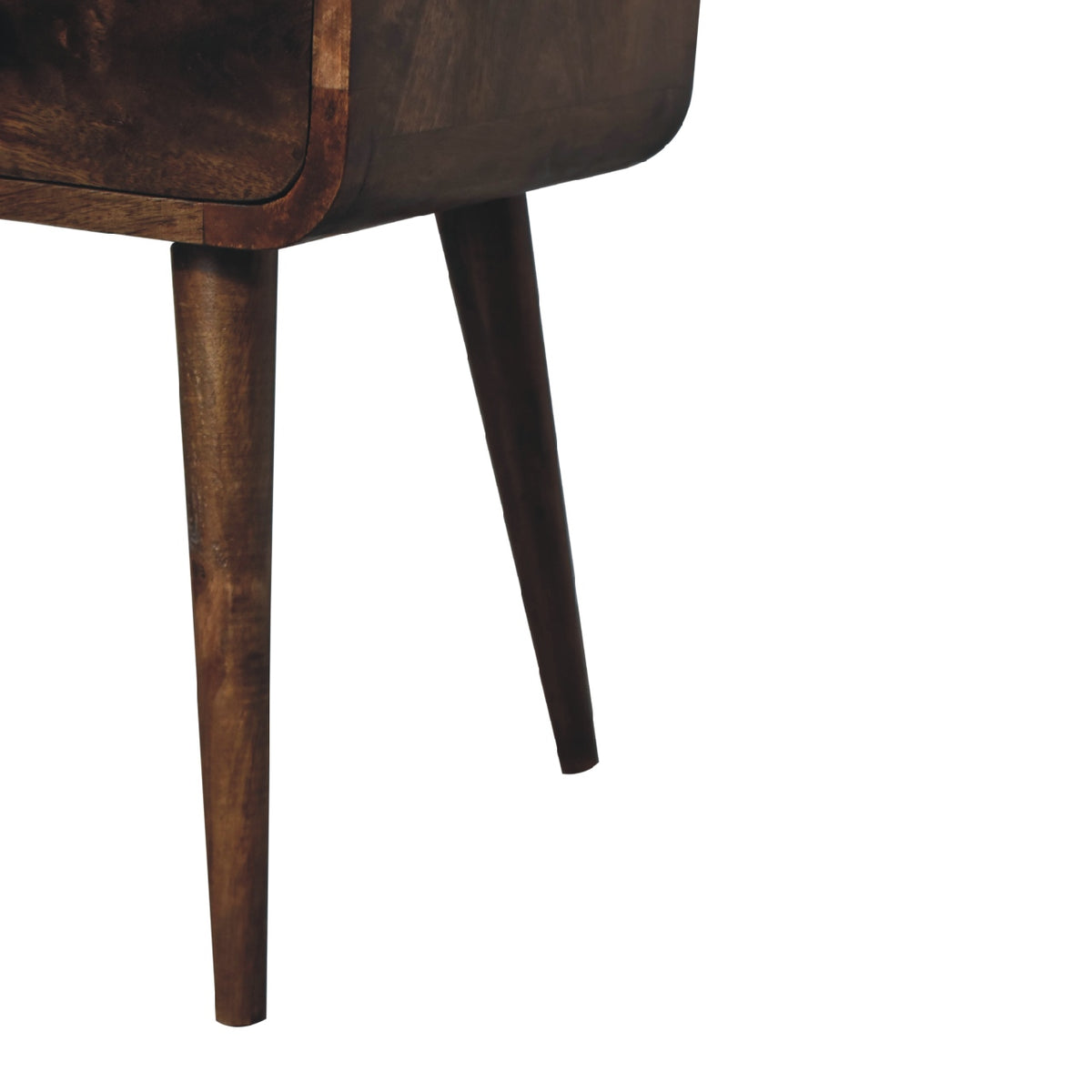 Table de chevet mini arrondie à 2 tiroirs en manguier massif – Gris – vue 8