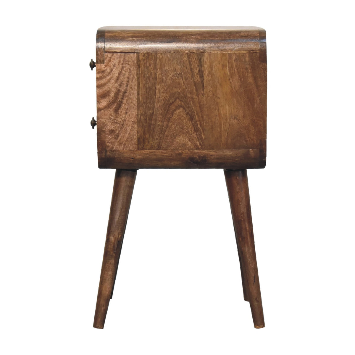 Table de chevet mini arrondie à 2 tiroirs en manguier massif – Gris – vue 9