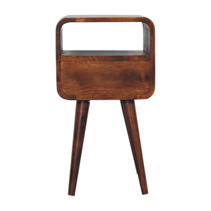 Table de chevet mini arrondie à niche en manguier massif – Châtaigne – vue 10