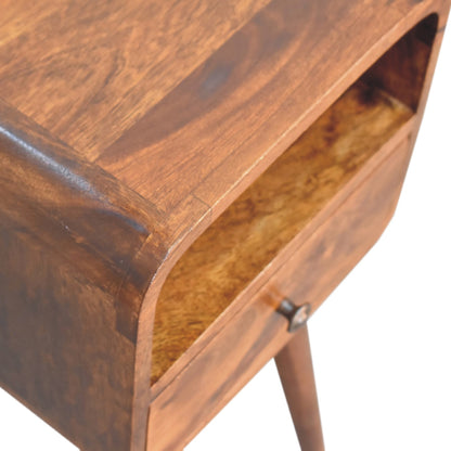 Table de chevet mini arrondie à niche en manguier massif – Châtaigne – vue 5