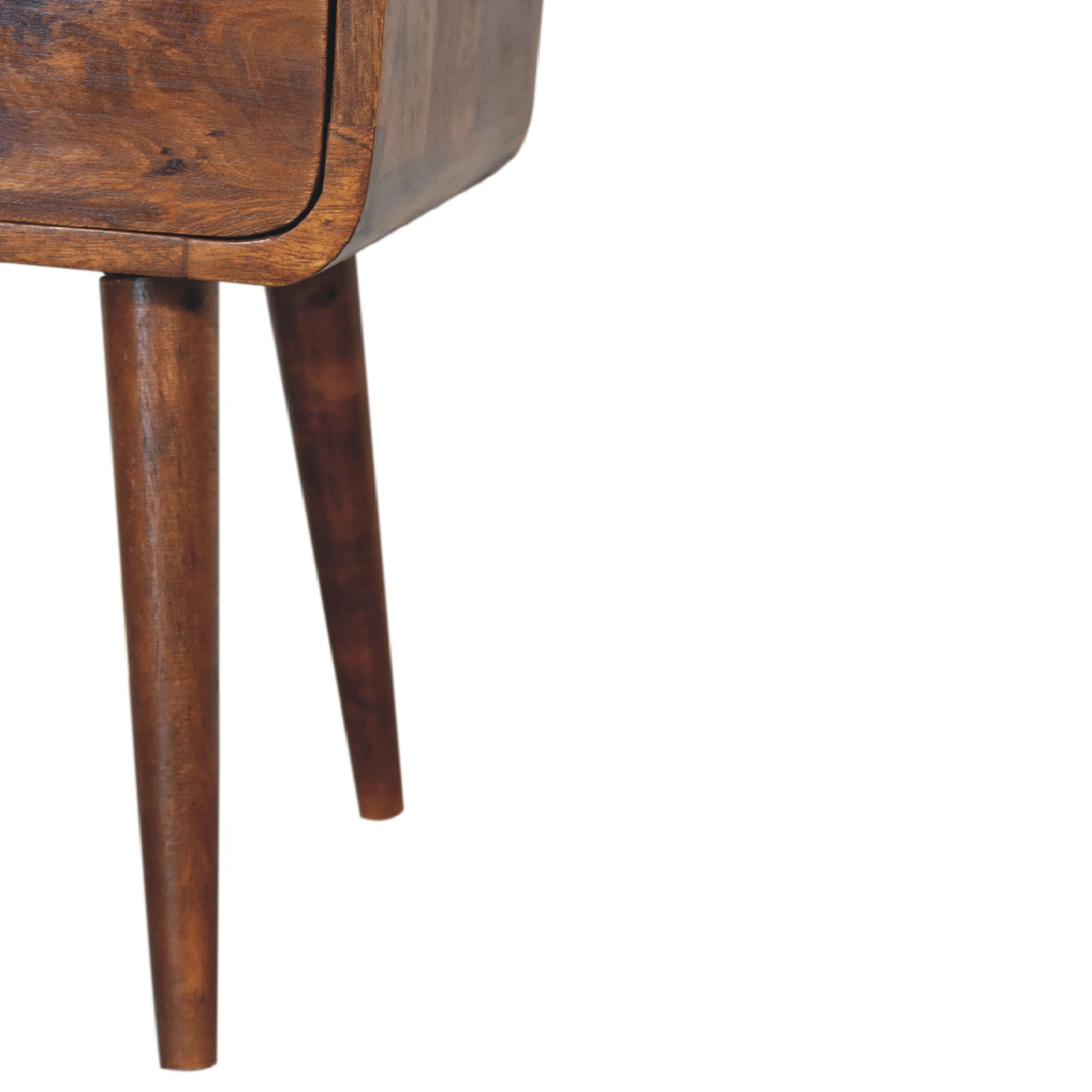Table de chevet mini arrondie à niche en manguier massif – Châtaigne – vue 8