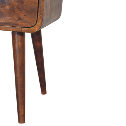 Table de chevet mini arrondie à niche en manguier massif – Châtaigne – vue 8