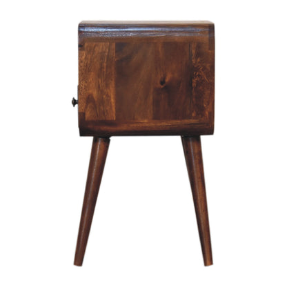 Table de chevet mini arrondie à niche en manguier massif – Châtaigne – vue 9
