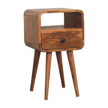 Table de chevet mini arrondie à niche en manguier massif – Naturel – vue 3