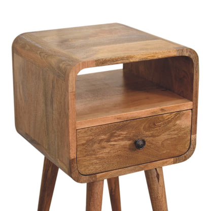 Table de chevet mini arrondie à niche en manguier massif – Naturel – vue 7