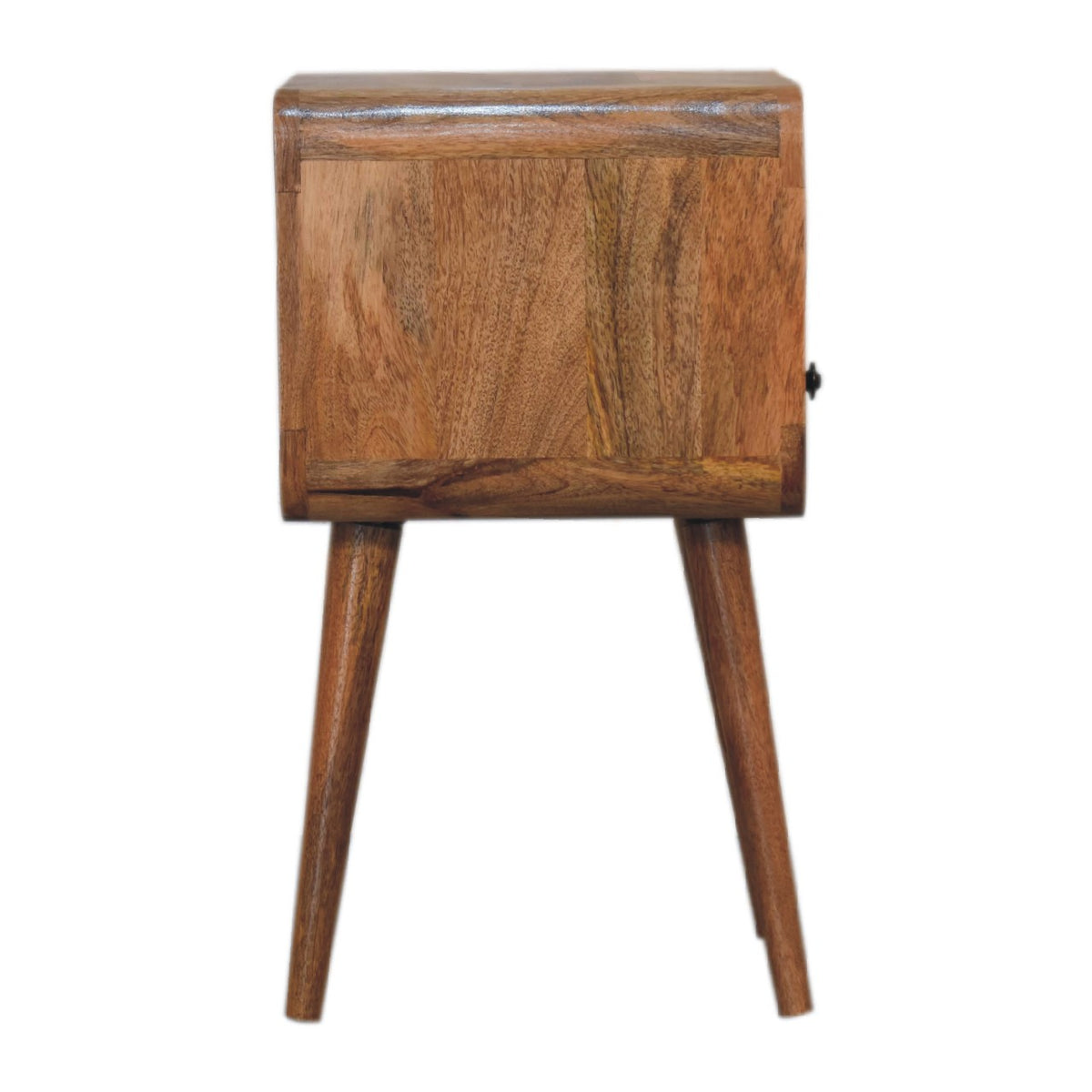 Table de chevet mini arrondie à niche en manguier massif – Naturel – vue 9