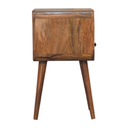 Table de chevet mini arrondie à niche en manguier massif – Naturel – vue 9