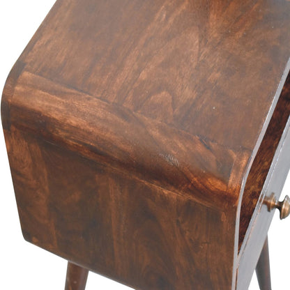 Table de chevet mini arrondie à niche en manguier massif – Noisette – vue 6