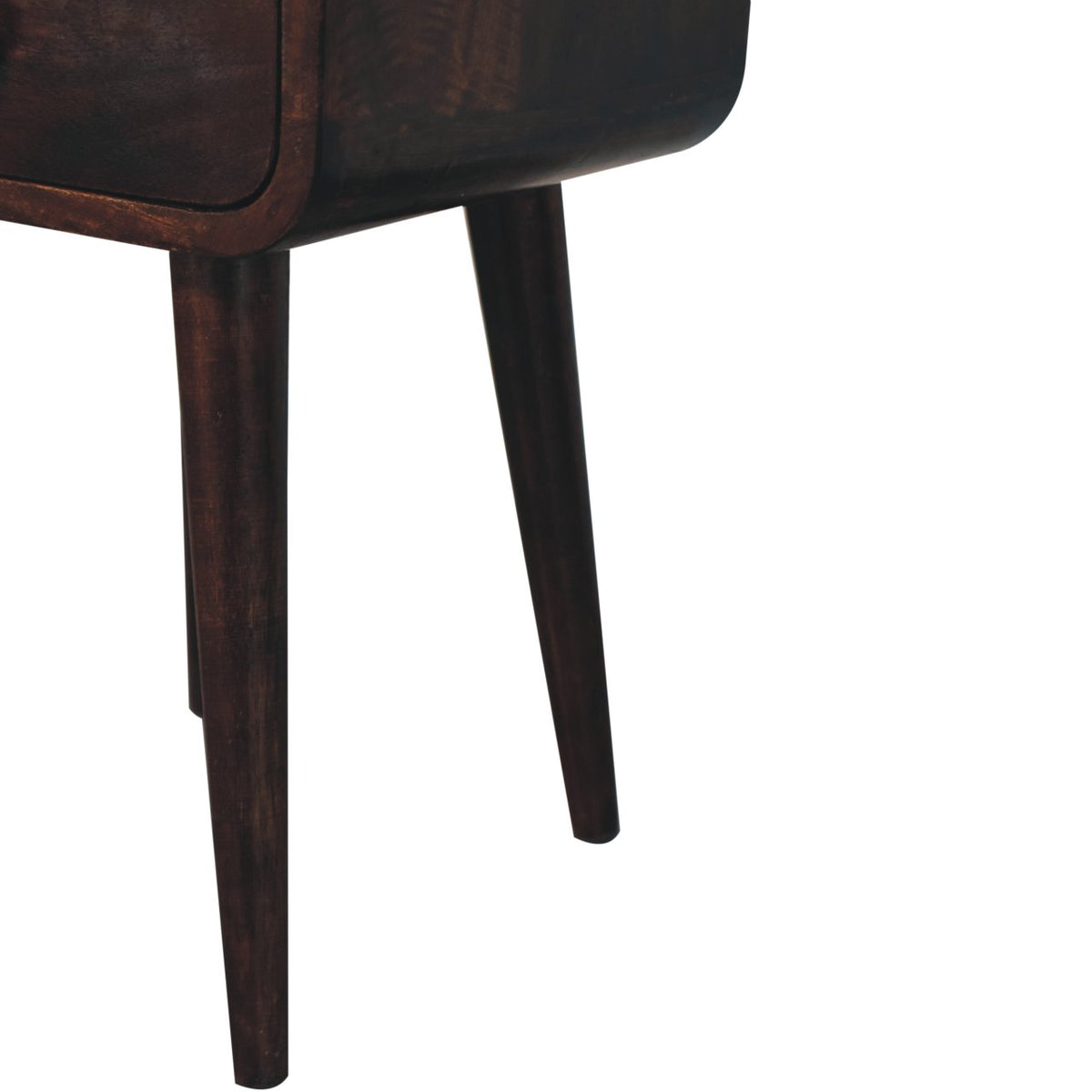 Table de chevet mini arrondie à niche en manguier massif – Noisette – vue 8