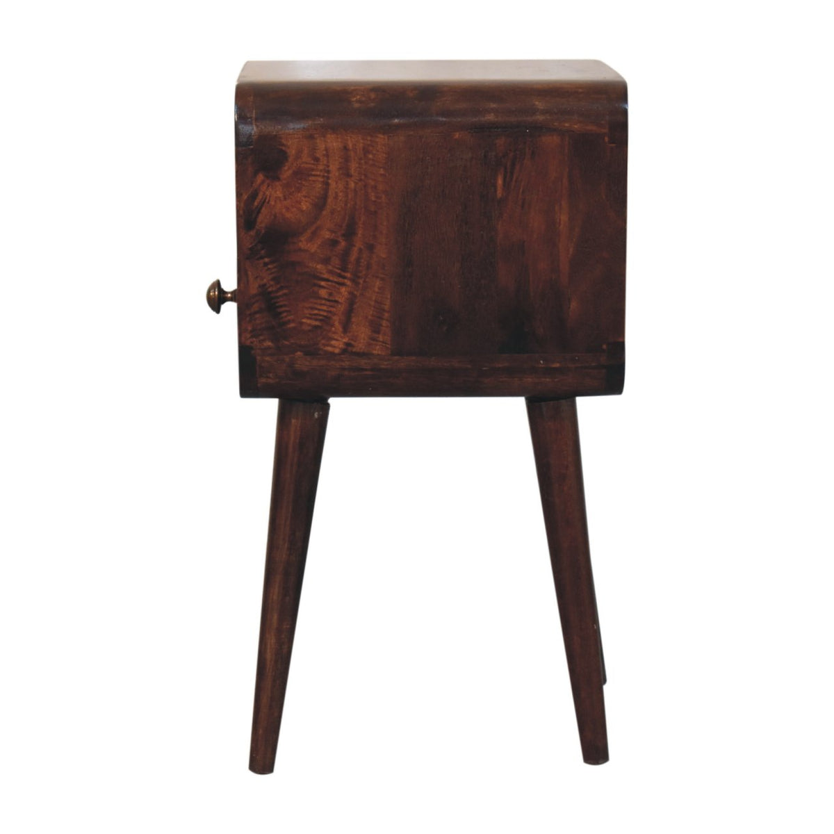 Table de chevet mini arrondie à niche en manguier massif – Noisette – vue 9