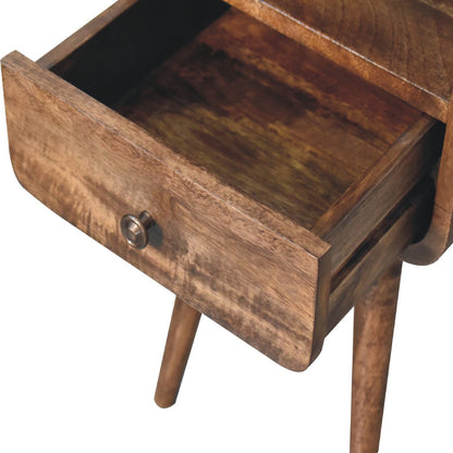 Table de chevet mini arrondie à tiroir en manguier massif – Gris – vue 6
