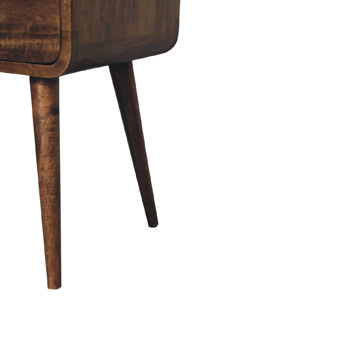 Table de chevet mini arrondie à tiroir en manguier massif – Gris – vue 7