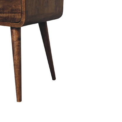 Table de chevet mini arrondie à tiroir en manguier massif – Gris – vue 7