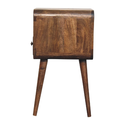 Table de chevet mini arrondie à tiroir en manguier massif – Gris – vue 8