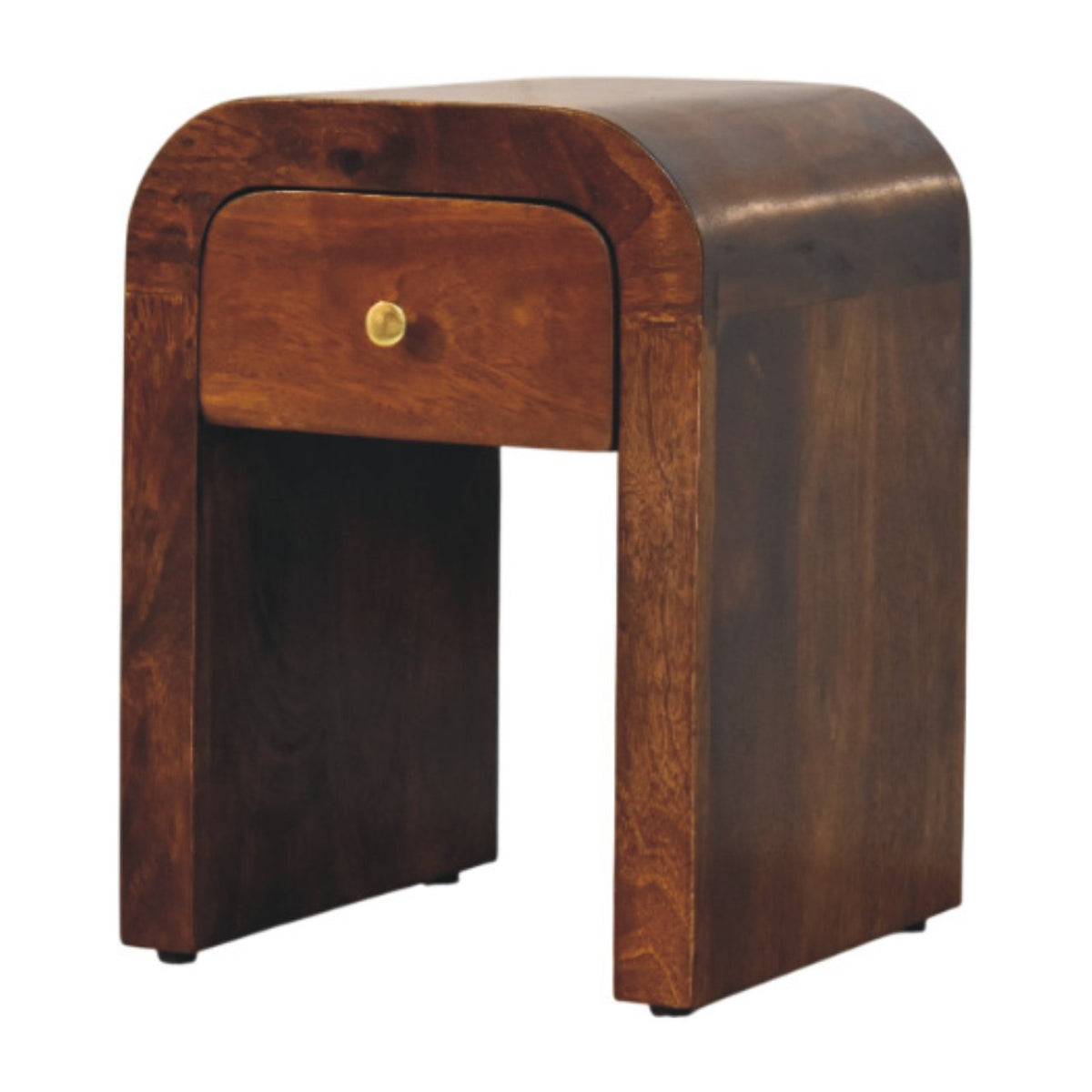 Table de chevet mini aux bords arrondis en manguier massif – Châtaigne – vue 2