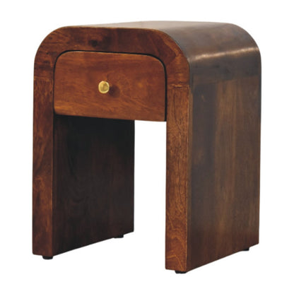 Table de chevet mini aux bords arrondis en manguier massif – Châtaigne – vue 2