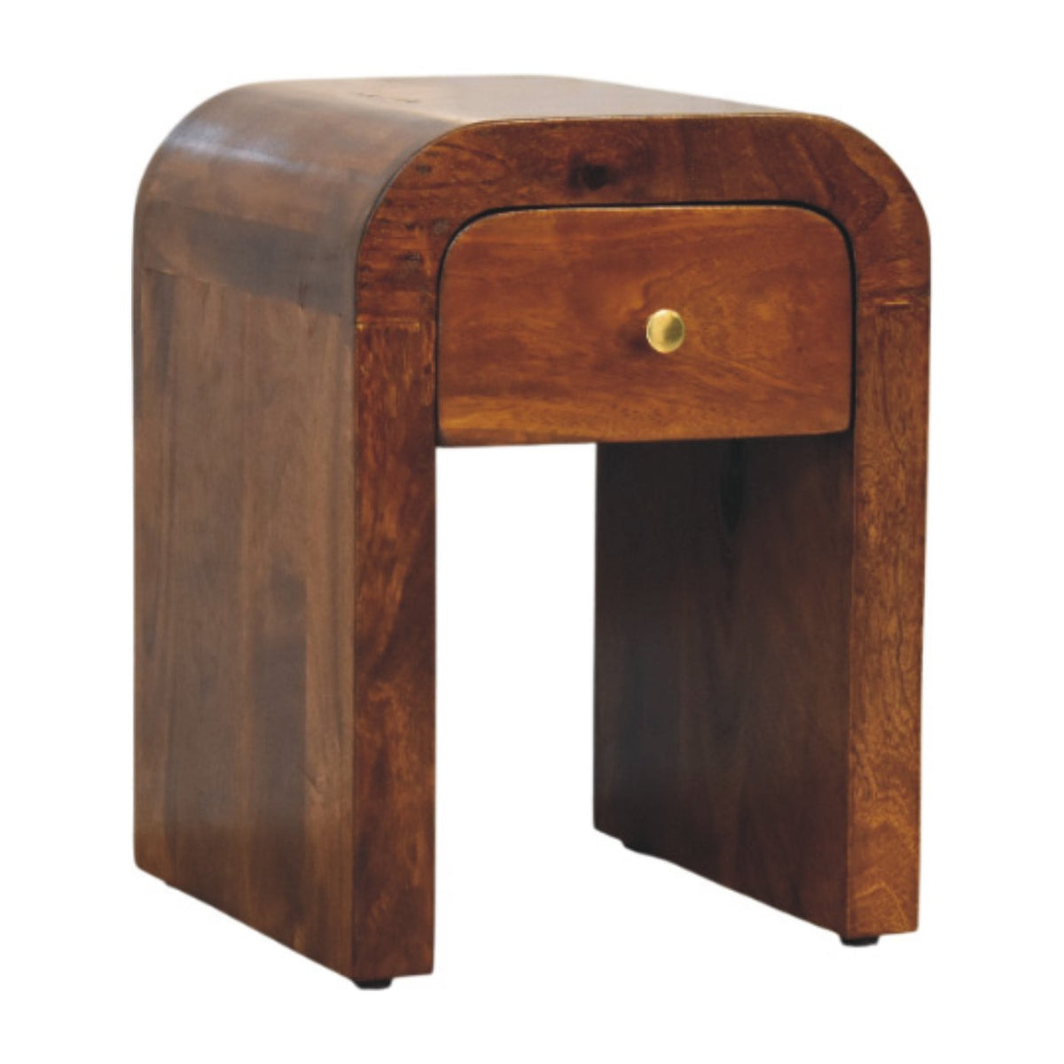 Table de chevet mini aux bords arrondis en manguier massif – Châtaigne – vue 3