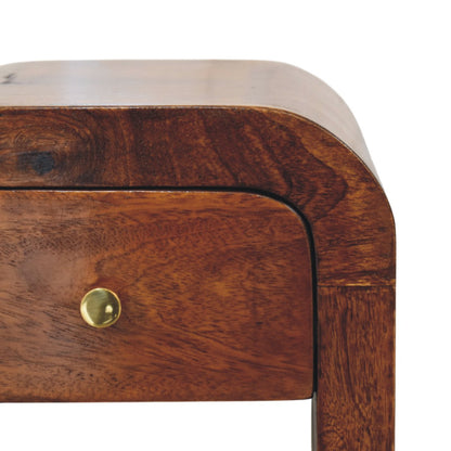 Table de chevet mini aux bords arrondis en manguier massif – Châtaigne – vue 4