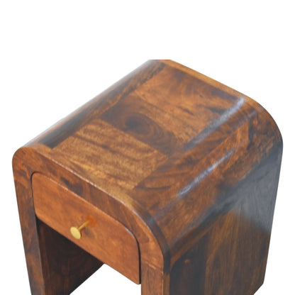 Table de chevet mini aux bords arrondis en manguier massif – Châtaigne – vue 5